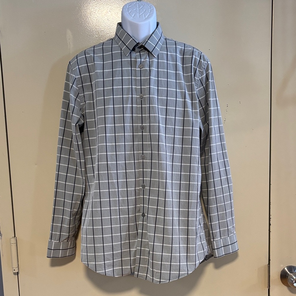 Calvin Klein Gray Plaid Men's Shirt - Picture 1 of 6